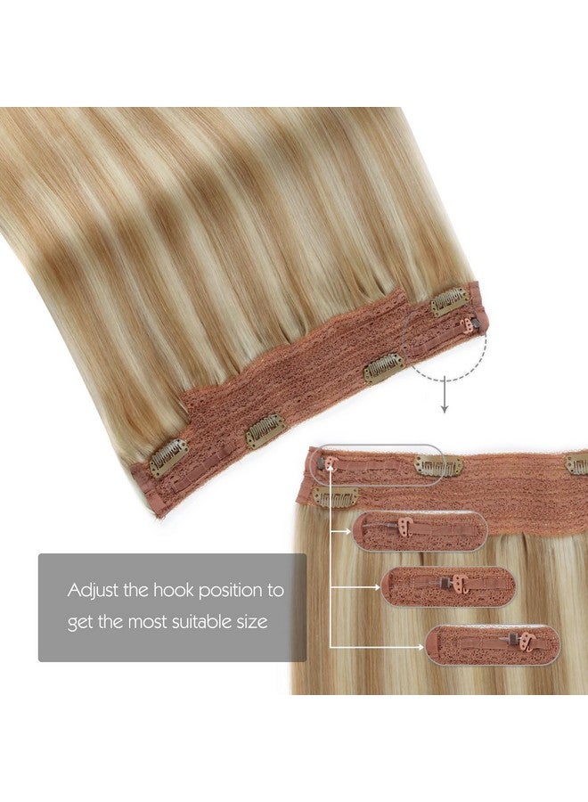 ساسينا وصلات شعر سلكية غير مرئية، شعر بشري حقيقي مع سلك شفاف، حجم قابل للتعديل، مشابك آمنة طبيعية مستقيمة، قطعة شعر سرية معجزة، تسليط الضوء على P860 18 بوصة 80 جرام - Image 5