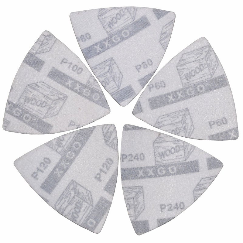 XXGO Triangular Oscillating Multi Tool Sanding Pads 3-1/8 Inch 80mm Assorted Grit 60/80/100/120/240 Grits Pack of 55 Pcs No.XG5501 - Image 4