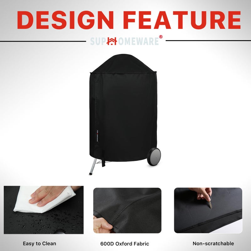Suphomeware 26 Inch Grill Cover for Weber Kettle Charcoal, Waterproof and Heavy Duty BBQ Covers with Fade Resistant - Image 5
