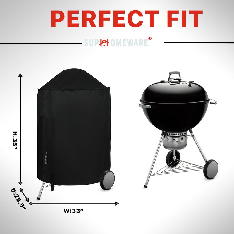 Suphomeware 26 Inch Grill Cover for Weber Kettle Charcoal, Waterproof and Heavy Duty BBQ Covers with Fade Resistant - Image 2