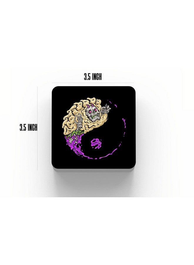 OUTFITQUE-035 Set of Mix Funny Designs, MDF Wood Material Coasters for Home and Kitchen, Office Table, Dining Table, Home Decor (3.5x3.5 inches, Set of 4) - Image 5