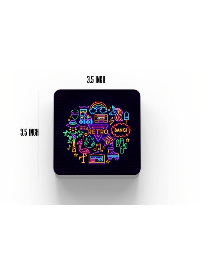 OUTFITQUE-035 Set of Mix Funny Designs, MDF Wood Material Coasters for Home and Kitchen, Office Table, Dining Table, Home Decor (3.5x3.5 inches, Set of 4) - Image 4