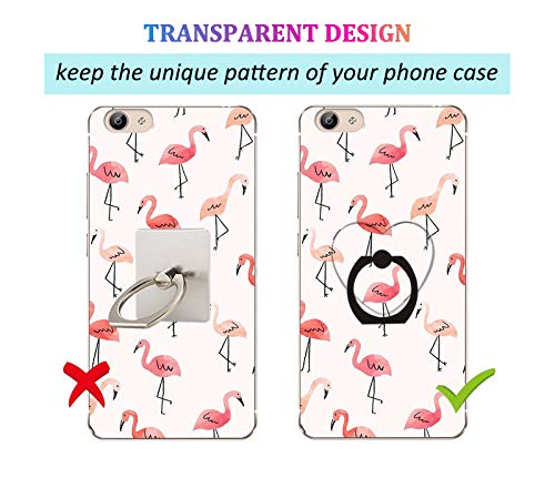 lenoup Transparent Heart Cell Phone Ring Holder Kickstand,360 Rotation Clear Heart Cell Phone Finger Ring Grip Stand for Phones,Pad - Image 2