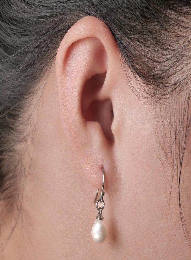 Limerencia G23 Titanium Natural Freshwater Pearl Dangling Earrings for Sensitive Ears, F136 Implant Grade Titanium Pearl Drop Earrings, Lightweight Dainty Studs for Women - Image 3