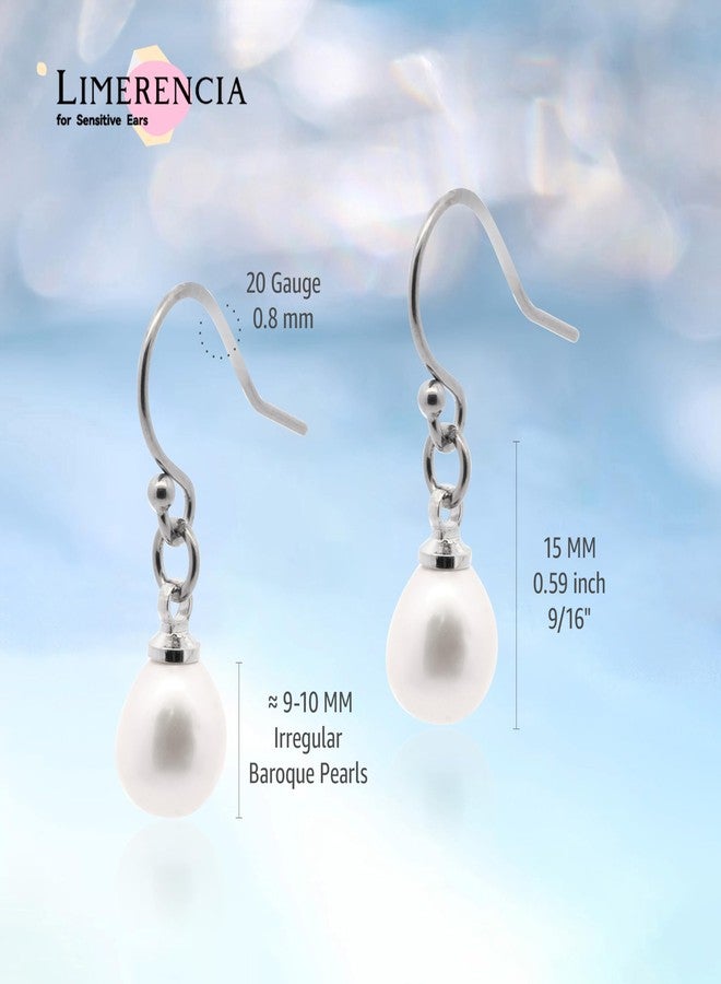 Limerencia G23 Titanium Natural Freshwater Pearl Dangling Earrings for Sensitive Ears, F136 Implant Grade Titanium Pearl Drop Earrings, Lightweight Dainty Studs for Women - Image 4
