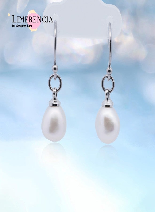 Limerencia G23 Titanium Natural Freshwater Pearl Dangling Earrings for Sensitive Ears, F136 Implant Grade Titanium Pearl Drop Earrings, Lightweight Dainty Studs for Women - Image 5