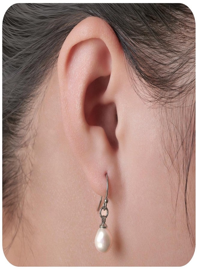 Limerencia G23 Titanium Natural Freshwater Pearl Dangling Earrings for Sensitive Ears, F136 Implant Grade Titanium Pearl Drop Earrings, Lightweight Dainty Studs for Women - Image 1