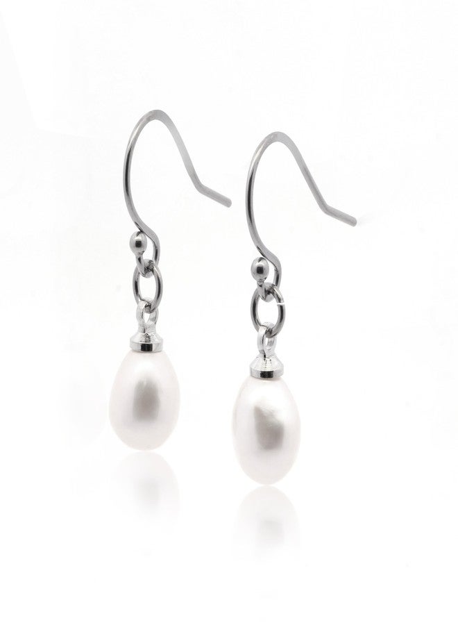 Limerencia G23 Titanium Natural Freshwater Pearl Dangling Earrings for Sensitive Ears, F136 Implant Grade Titanium Pearl Drop Earrings, Lightweight Dainty Studs for Women - Image 2