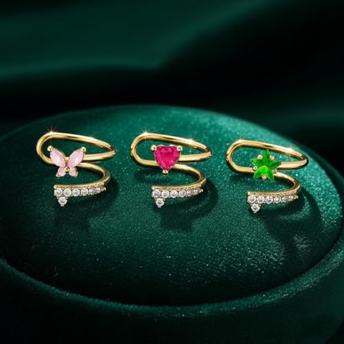 VAMA FASHIONS 18K Gold Plated Left Ear Cuff Anti Tarnish Stone Without Piercing Stud Earring Upper Ear western ethnic Lightweight Jewellery For Women & Girls (3 Pcs Left Ear Cuff Earrings Combo) - Image 4