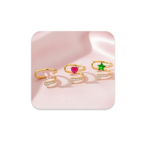 VAMA FASHIONS 18K Gold Plated Left Ear Cuff Anti Tarnish Stone Without Piercing Stud Earring Upper Ear western ethnic Lightweight Jewellery For Women & Girls (3 Pcs Left Ear Cuff Earrings Combo) - Image 1