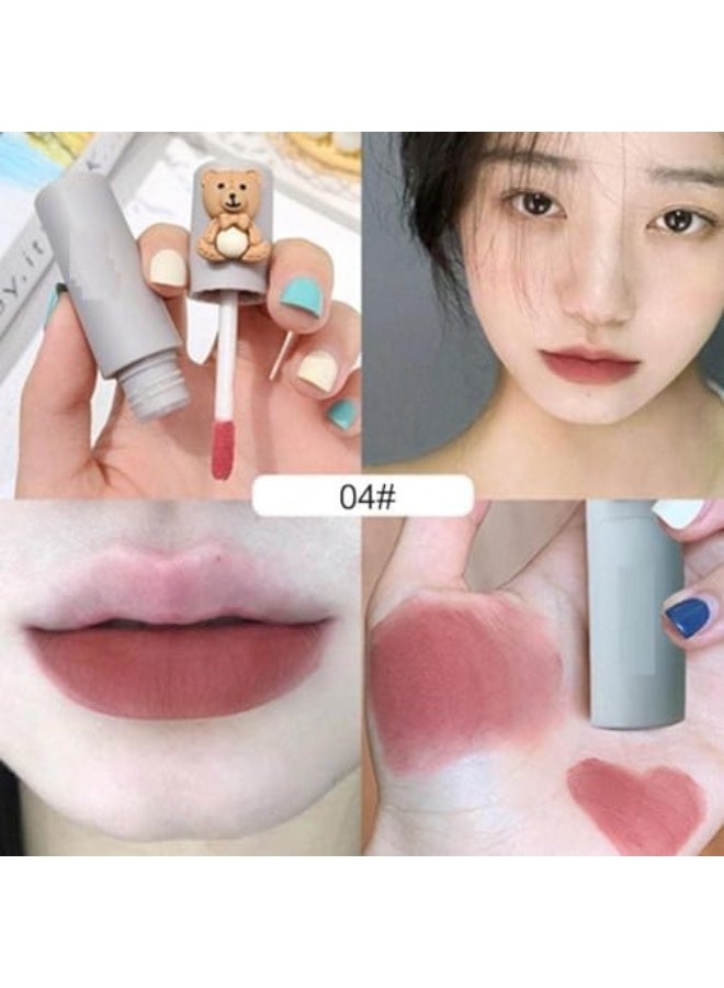 4 قطع من ملمع الشفاه المخملي غير اللامع، أحمر شفاه بقوام ضبابي وموحل، طويل الأمد غير ملتصق بالكوب ومقاوم للماء، يستخدم ثنائية للشفتين والخدود، مكياج يومي نسائي. - Image 5