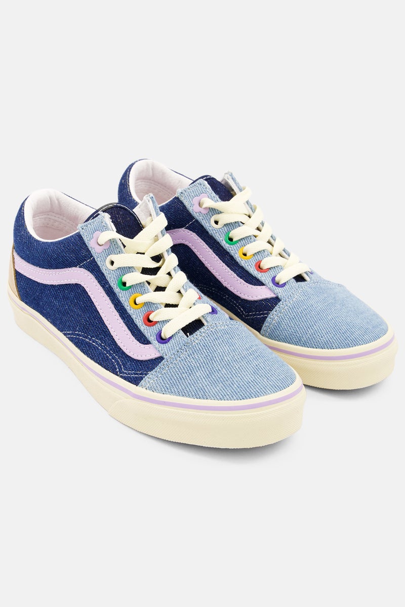 VANS أحذية رياضية نسائية قديمة مزودة بأربطة، زرقاء - Image 1