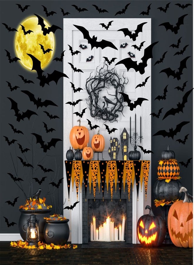 THEYGE Halloween Moon Wall Decal Halloween Bat Wall Stickers Vinyl Bat Wall Decals Removable Halloween Wall Sticker Halloween Bats Wall Decals Party Decorations - Image 2