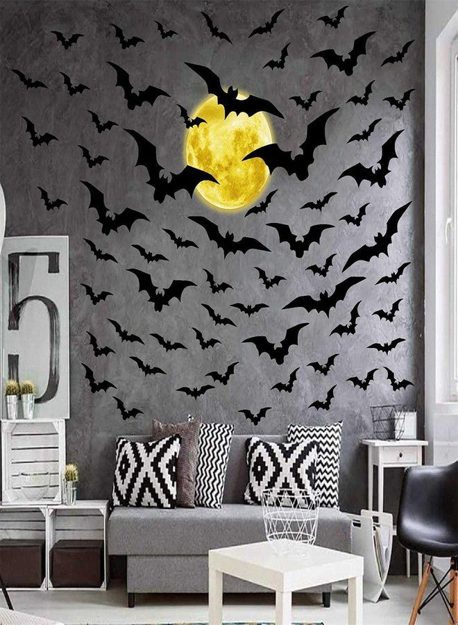 THEYGE Halloween Moon Wall Decal Halloween Bat Wall Stickers Vinyl Bat Wall Decals Removable Halloween Wall Sticker Halloween Bats Wall Decals Party Decorations - Image 1