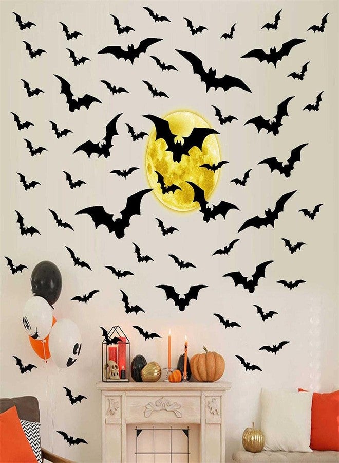 THEYGE Halloween Moon Wall Decal Halloween Bat Wall Stickers Vinyl Bat Wall Decals Removable Halloween Wall Sticker Halloween Bats Wall Decals Party Decorations - Image 3