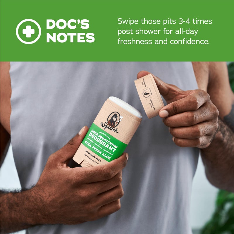 Dr. Squatch Natural Deodorant for Men - Odor-Squatching Aluminum Free - Cool Fresh Aloe (2.65 oz, 3-Pack) - Image 4