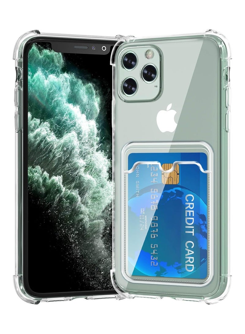 Wallet Phone Case Slim Fit Card Slot Transparent Case Protective Soft Shockproof Case with Card Holder For Iphone 11 Pro  - Image 1