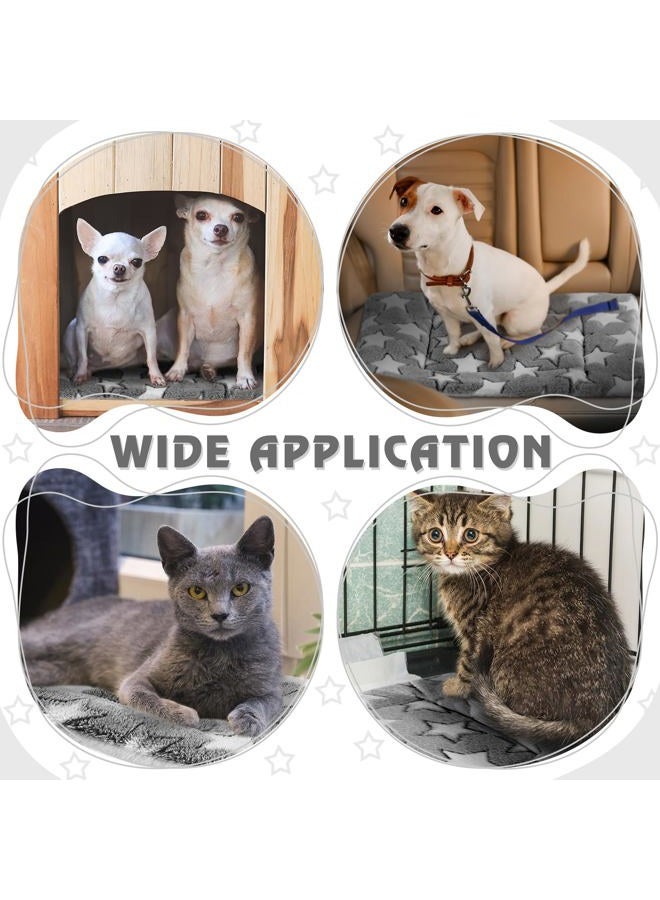 Haull 4 Pcs Waterproof Guinea Pig Bedding Winter Guinea Pig Plush Cage Liners Soft Dog Cat Bed Mat Reversible Cozy Animal Pee Pad Hamster Bed Mat Washable for Bunny (Black White Star,13 x 18.5 Inch) - Image 4