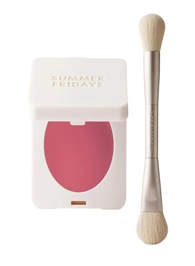 Summer Fridays Dewy Color Essentials Set - Blush Butter Balm Sweet Rosé (0.14 Oz), The Blush Brush (1 Count), Hydrating Cream Color + Seamless Blending for a Natural Flush - Image 1