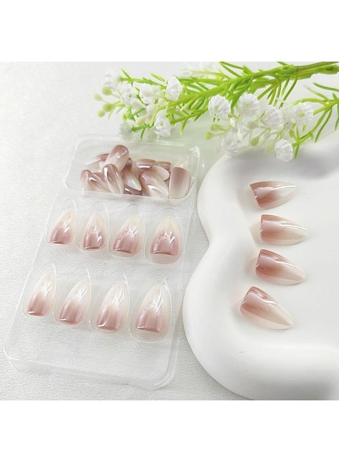 GlamKit 24 PCS French Press On Nails, High Quality Gradient Fake Nails, Almond Shaped Wearable Nails, Deluxe Coated Designs, Nails with Glue Kit - Image 5