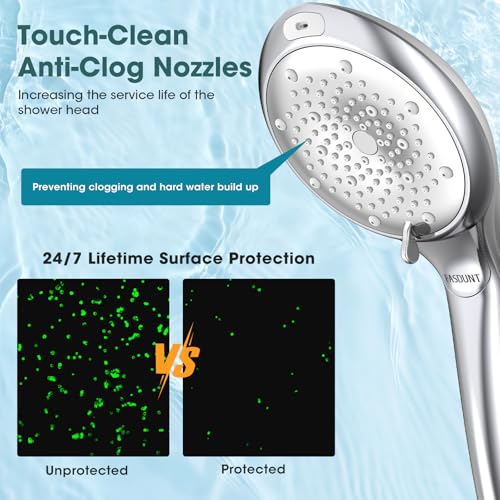 FASDUNT Shower Head with Handheld, High Pressure 8-Mode Filtered Shower Head with 80" Extra Long Stainless Steel Hose & Adjustable Bracket, Built-in Filter for Hard Water -Remove Chlorine, Chrome - Image 2
