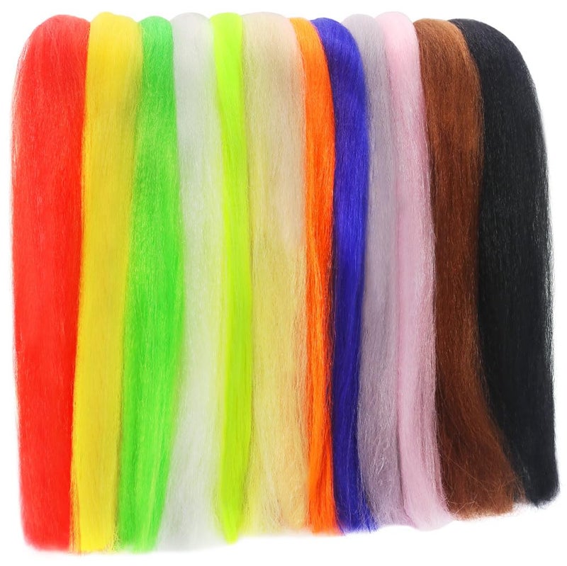 LURELINK Faux Bucktail Fly Tying Materials Kit â€“12 & 16 Colors Synthetic Bucktail Hair for Fly Fishing Jig & Streamer Lure Making Making (12-Color Set) - Image 1