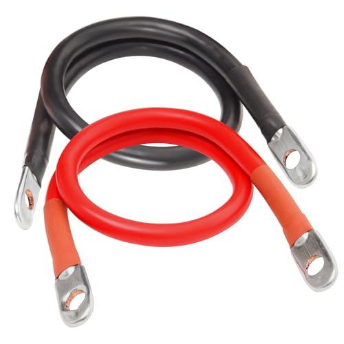 TOPDC 4 AWG Battery Cable 4AWG 12Inch Battery Inverter Cables Set All Copper Conductor Wire with 38 Ring Terminals 4 AWG x 12 Inches for Car Truck RV Solar - Image 1
