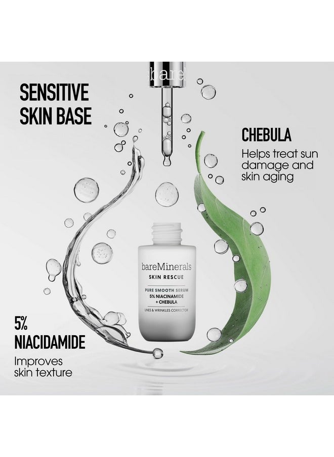 bareMinerals Skin Rescue Pure Smooth Face Serum, Formulated with 5% Niacinamide + Chebula, Smoothes Fine Lines + Wrinkles, Sensitive Skin Safe