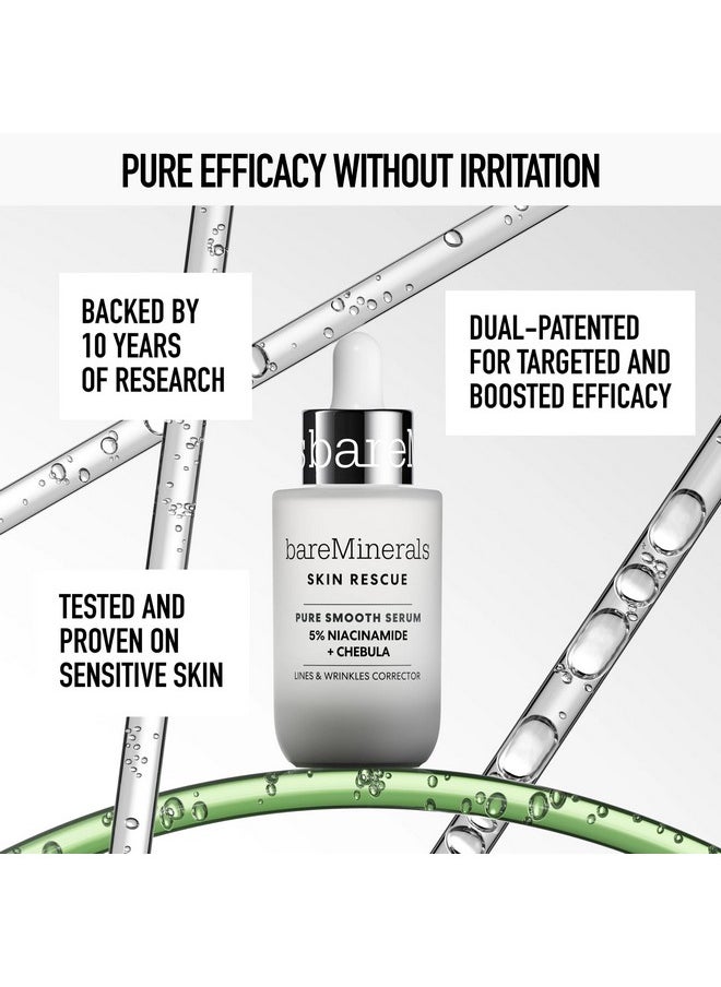 bareMinerals Skin Rescue Pure Smooth Face Serum, Formulated with 5% Niacinamide + Chebula, Smoothes Fine Lines + Wrinkles, Sensitive Skin Safe