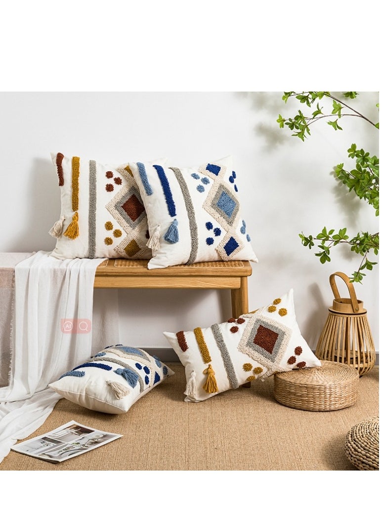 XiuWoo - New Design Boho Style Tufted Geometric Pattern Cushion Cover With Tassels Home Decor Super Soft Woven Tufted Pillow Cases 45*45cm - Image 1