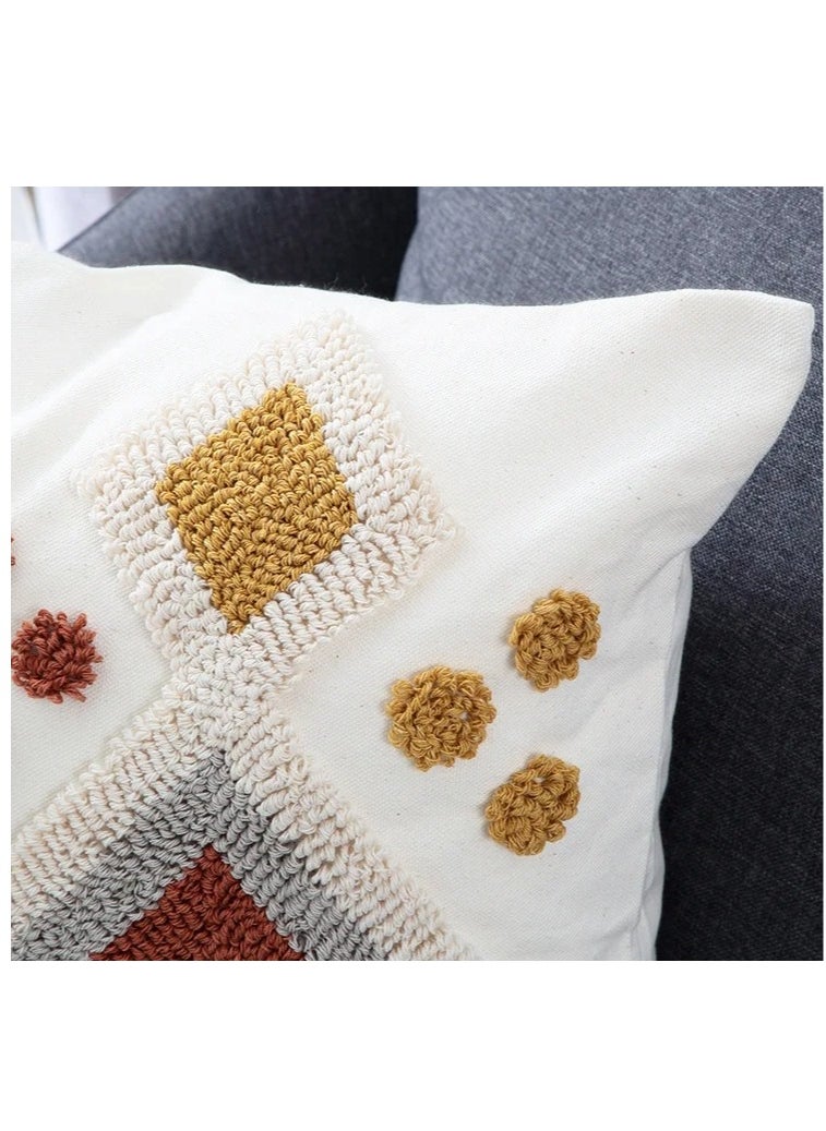 XiuWoo - New Design Boho Style Tufted Geometric Pattern Cushion Cover With Tassels Home Decor Super Soft Woven Tufted Pillow Cases 45*45cm - Image 1