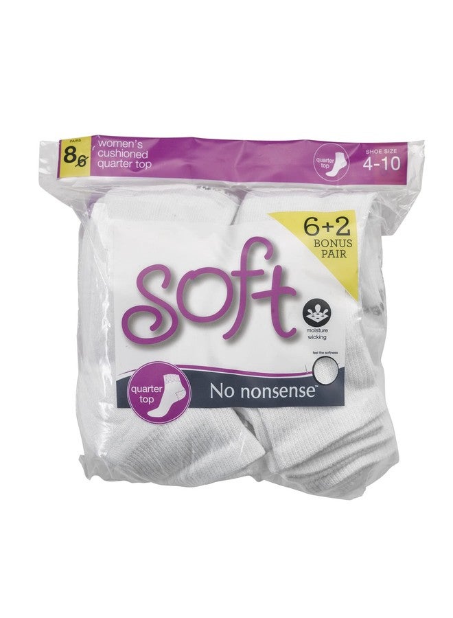 لا معنى جوارب نسائية مبطنة بربع علوي من نو نونسنس، عبوة من 8 أزواج، لون أبيض، مقاس أمريكي واحد - Image 2