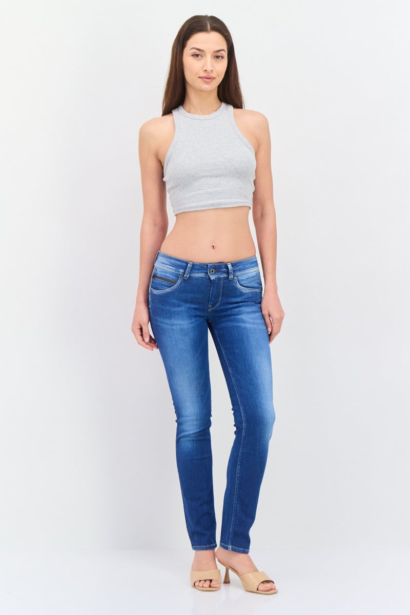 Pepe Jeans Women Slim Fit New Brooke Stretchable Jeans, Wash Blue - Image 4