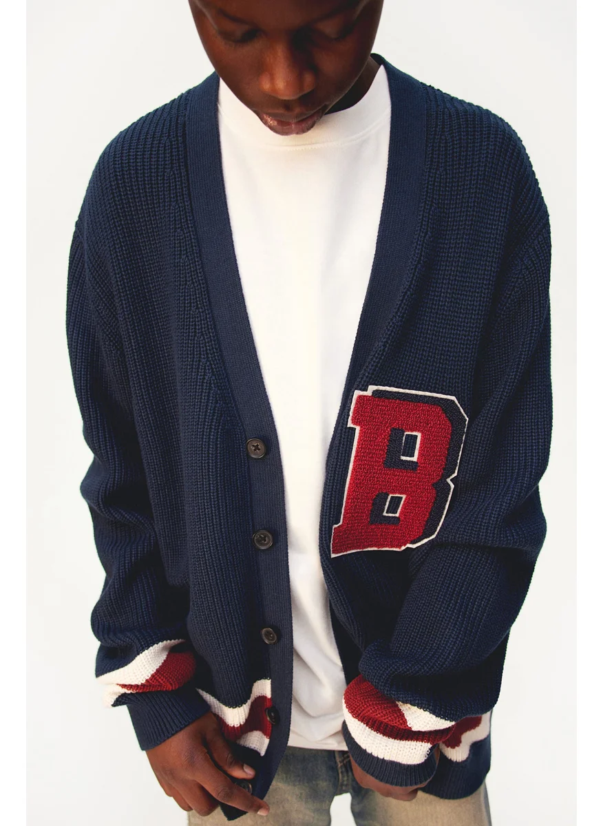 اتش اند ام Appliquéd Rib-Knit Cardigan