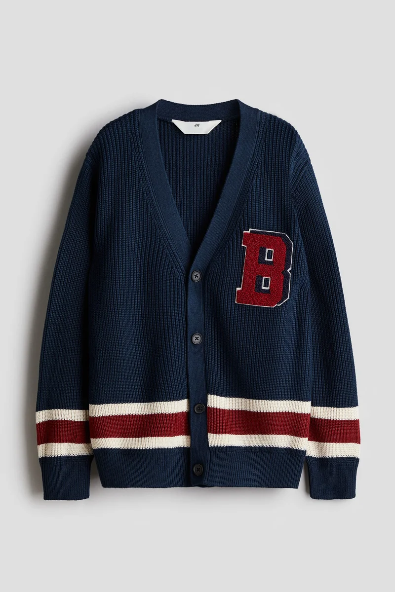 H&M AppliquÃ©d Rib-Knit Cardigan