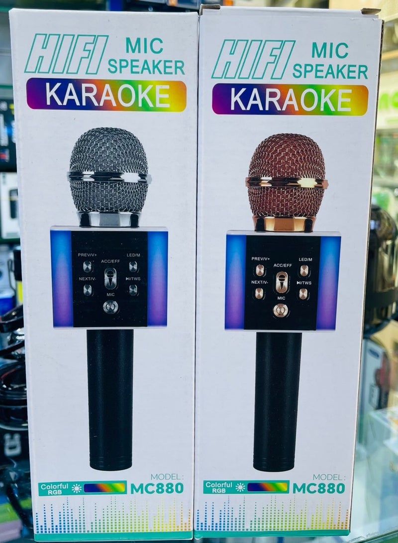 ACLIX MC880 BlueTooth Speaker Wireless Handheld Karaoke Microphone Machine with LED Lights for Kids Adults Home KTV (Random Colour) - Image 5