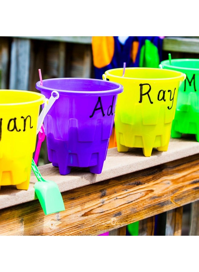 4E's Novelty 12 Sets Beach Toys Includes 12 Sand Buckets 12 Shovels 24 Sand Molds For Kids Small 5.75 Beach Buckets Bulk For Summer Party Favors End Of Year Student Gifts - Image 3