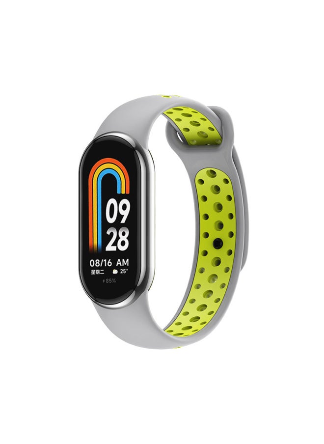 Generic - Suitable For Mi Band 9 Strap Mi Band Nike Double Color Hole Strap Mi Band 8 Split Wristband-Color:Light Green White-Specifications:M 8/9 - Image 1