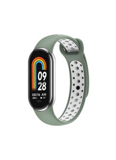Suitable For Mi Band 9 Strap Mi Band Nike Double Color Hole Strap Mi Band 8 Split Wristband-Color:Light Green White-Specifications:M 8/9