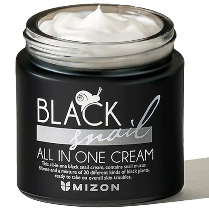 MIZON Black Snail All In One Cream Intensive Korean Skin Care Facial Moisturizing Snail Mucin Extract (2.54 fl oz) - Image 1