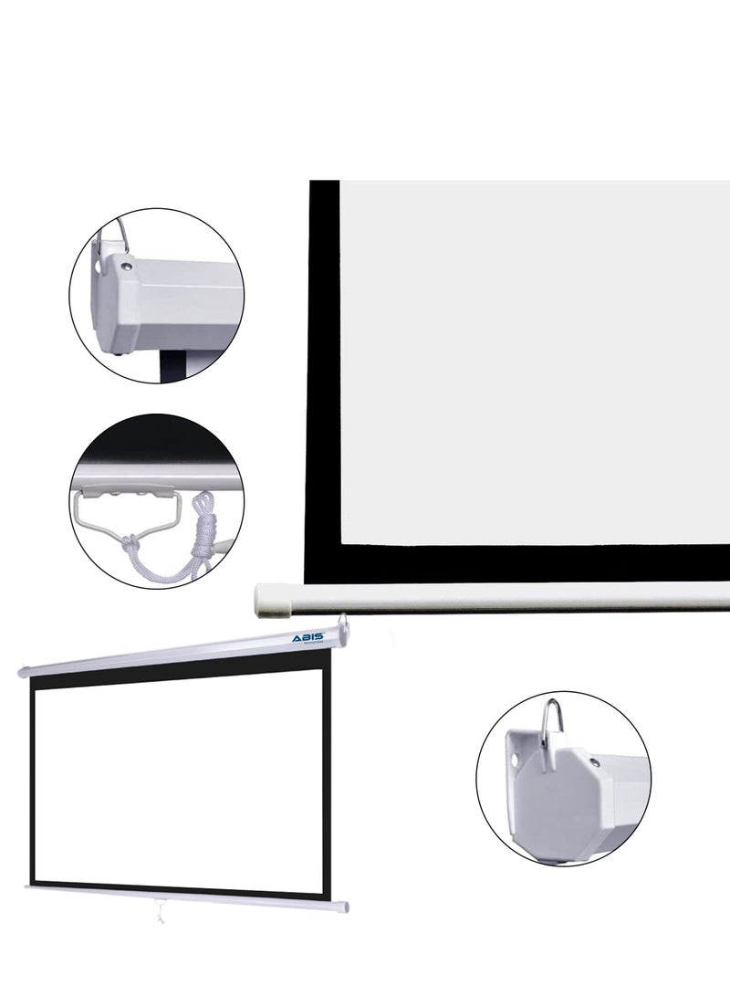 iView 180×180 cm (96″) Manual Wall/Ceiling Projector Screen – 1:1 Aspect Ratio, MaxWhite Matte Surface, Auto-Lock Pull-Down, Dual Wall/Ceiling Mount, Black Masking Borders - Image 2