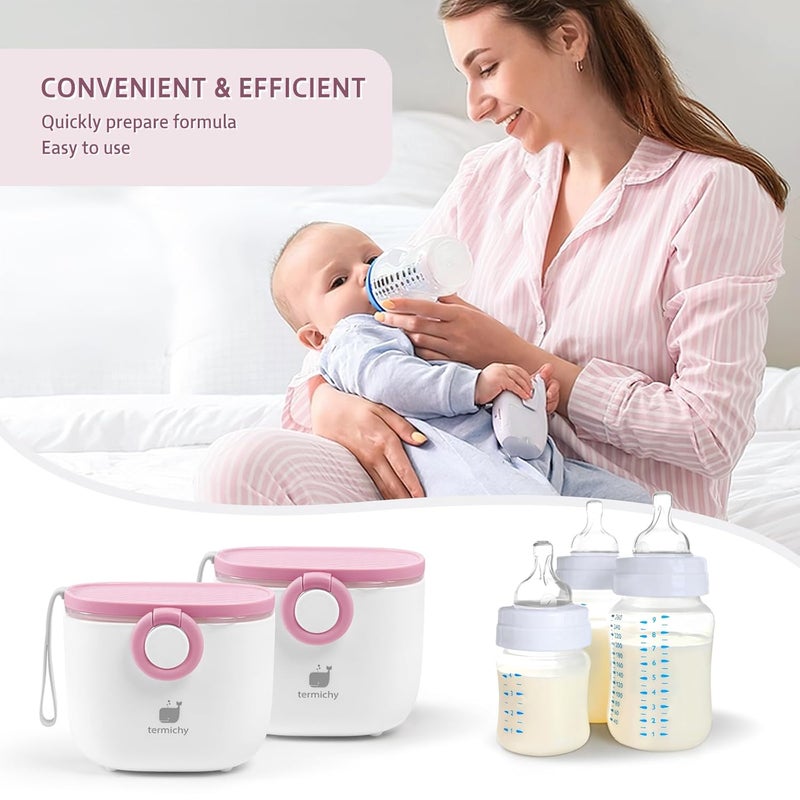 Termichy Baby Formula Dispenser, Portable Milk Powder Dispenser Container with Carry Handle and Scoop for Travel Outdoor Activities with Baby Infant, 8.8OZ, 0.55LB, 250g,500ml (Baby Pink) - Image 4