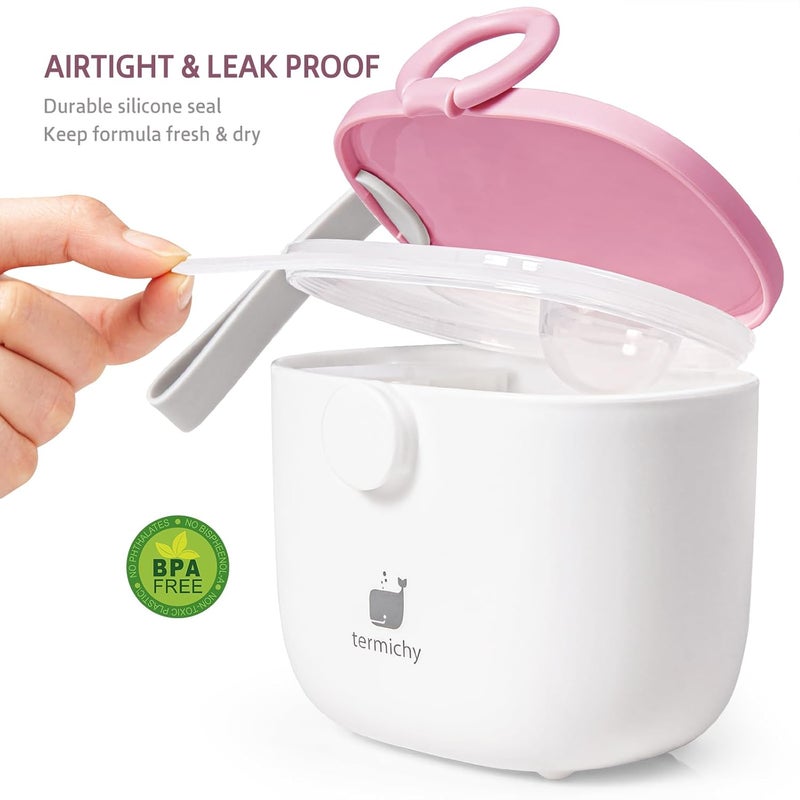 Termichy Baby Formula Dispenser, Portable Milk Powder Dispenser Container with Carry Handle and Scoop for Travel Outdoor Activities with Baby Infant, 8.8OZ, 0.55LB, 250g,500ml (Baby Pink) - Image 3