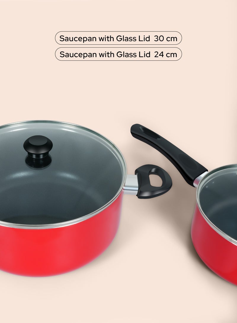 DELICI Nonstick Cookware 10 Piece Set with Tempered Glass Lids, Heat Resistant Handles, 10X Tougher Nonstick Coating, Quick & Even Heat Distribution, Includes Saucepan, Wokpan, Frypan & Milkpan  - Image 5