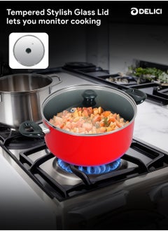 DELICI Nonstick Cookware 10 Piece Set with Tempered Glass Lids, Heat Resistant Handles, 10X Tougher Nonstick Coating, Quick & Even Heat Distribution, Includes Saucepan, Wokpan, Frypan & Milkpan  - Image 3