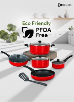 DELICI Nonstick Cookware 10 Piece Set with Tempered Glass Lids, Heat Resistant Handles, 10X Tougher Nonstick Coating, Quick & Even Heat Distribution, Includes Saucepan, Wokpan, Frypan & Milkpan  - Image 5