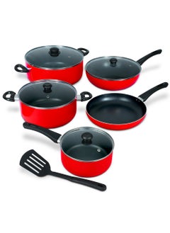 DELICI Nonstick Cookware 10 Piece Set with Tempered Glass Lids, Heat Resistant Handles, 10X Tougher Nonstick Coating, Quick & Even Heat Distribution, Includes Saucepan, Wokpan, Frypan & Milkpan  - Image 1