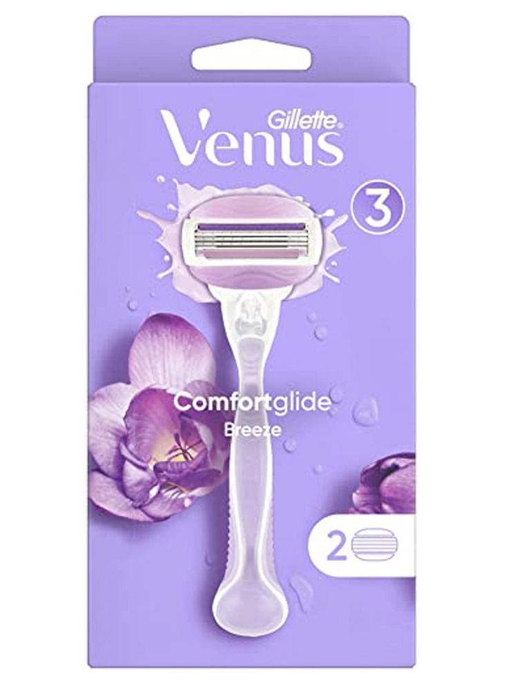 Gillette Venus Breeze Women's Razor Handle + Razor Blade Refills x2 - Image 1