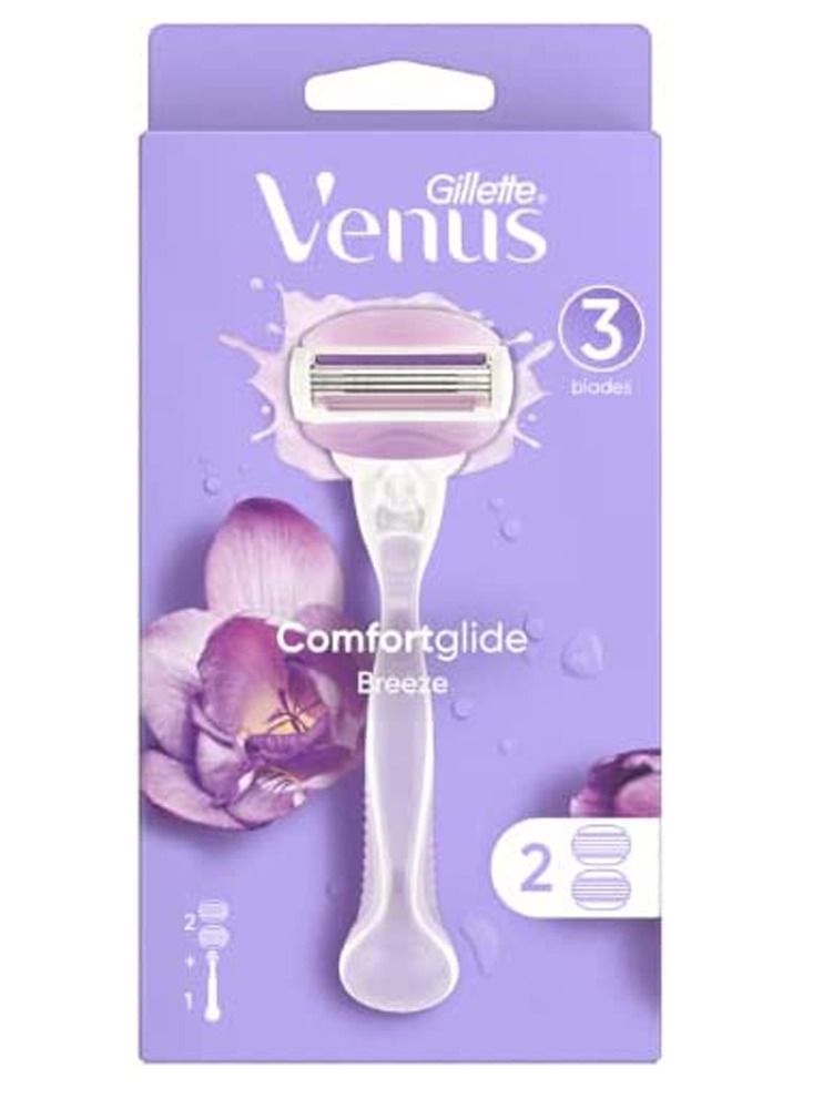 Gillette Venus Breeze Women's Razor Handle + Razor Blade Refills x2 - Image 2