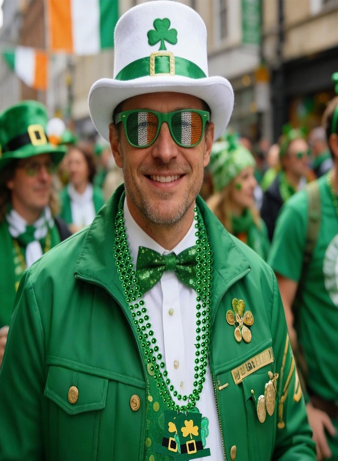 Ishua 20 Pcs St. Patrick's Day Necklaces Bulk Accessories - Shamrock Necklaces Green Bead Party Favors for Men Women Irish Holiday Decor St Patricks Day Accessories Supplies - Image 3